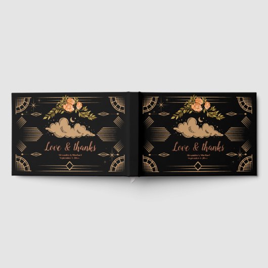 Celestial Midnight Black Stars Bruiloft Gastenboek (Volledig)