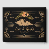 Celestial Midnight Black Stars Bruiloft Gastenboek (Achterkant)