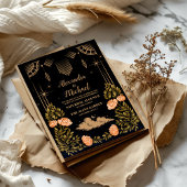 Celestial Midnight Black Stars Bruiloft Kaart