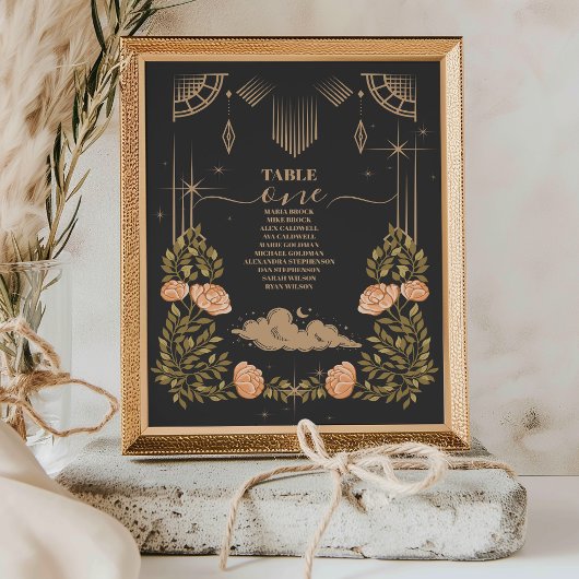 Celestial Midnight Black Stars Bruiloft Kaart