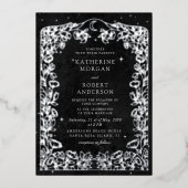 Celestial Midnight Black Stars Maan Bruiloft Folie Uitnodiging (Voorkant)