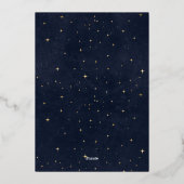 Celestial Midnight Blue Sterren Maan Bruiloft Folie Uitnodiging (Achterkant)