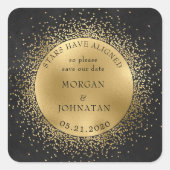 Celestial Midnight Gold Moon Save the Date Vierkante Sticker (Voorkant)