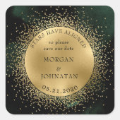 Celestial Midnight Gold Moon Save The Date Vierkante Sticker (Voorkant)
