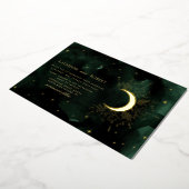 Celestial Midnight Groen Goud Sterren Bruiloft Folie Uitnodiging (Gedraaid)