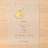 Celestial Midnight Moon Wedding Acryl Uitnodigingen (Voorkant)