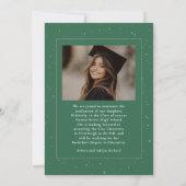 Celestial Modern Green Afstuderen Foto Afstuderen Aankondiging (Achterkant)