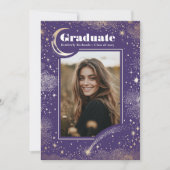 Celestial Modern Paarse Afstuderen Foto Afstuderen Aankondiging (Voorkant)