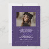 Celestial Modern Paarse Afstuderen Foto Afstuderen Aankondiging (Achterkant)