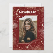 Celestial Modern Rood Afstuderen Foto Afstuderen Aankondiging (Voorkant)