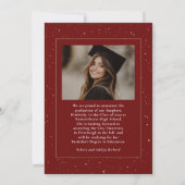 Celestial Modern Rood Afstuderen Foto Afstuderen Aankondiging (Achterkant)