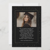 Celestial Modern Zwart Afstuderen Foto Afstuderen Aankondiging (Achterkant)