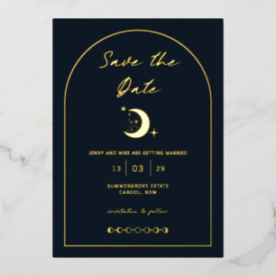 Celestial Moon and Stars Arch Save the Date Folie Uitnodiging