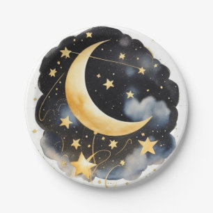 Celestial Moon and Stars Baby shower Papieren Bordje