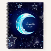 Celestial Moon and Stars Monogram Notebooks Notitieboek (Voorkant)
