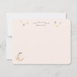  Celestial Moon and Stars Pink Baby Girl Shower Bedankkaart