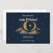Celestial Moon and Stars Save the Date Invitation (Devant / Derrière)