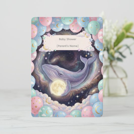 Celestial Moon Baby Shower Invitation (Debout devant)