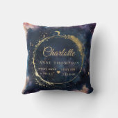 Celestial Moon Birth Stats Keepsake Navy Nursery Kussen (Achterkant)