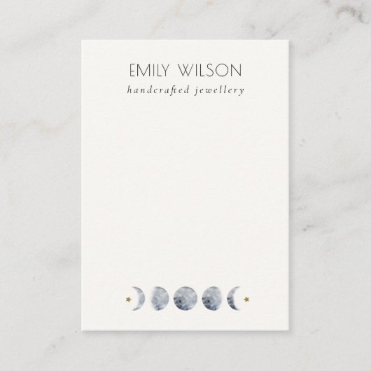 Celestial Moon Blank Jewelry Waterverf Display Visitekaartje (Voorkant)