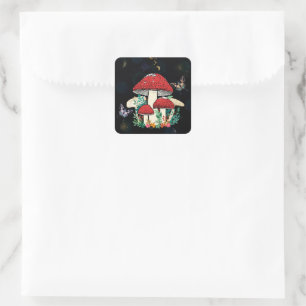 Celestial Moon Boho Magic Mushrooms Vierkante Sticker
