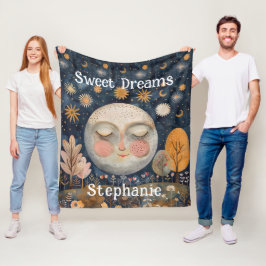 Celestial Moon Custom Name Sweet Dreams Kinder Sch Fleece Deken