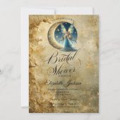 Celestial Moon Fairy Old Gold Bridal Shower Kaart (Voorkant)
