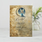 Celestial Moon Fairy Old Gold Bridal Shower Kaart (Staand voorkant)