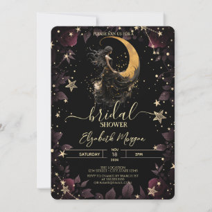 Celestial Moon, Meisje, Sterren Bloemen Vrijgezell Kaart