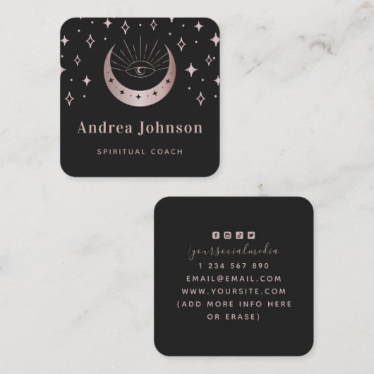 Celestial Moon Mystic Eye Spiritueel Energy Healer Vierkante Visitekaartje (Voorkant / Achterkant)