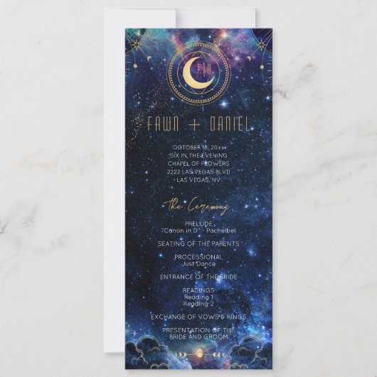 Celestial Moon Phase bruiloft programma (Voorkant)