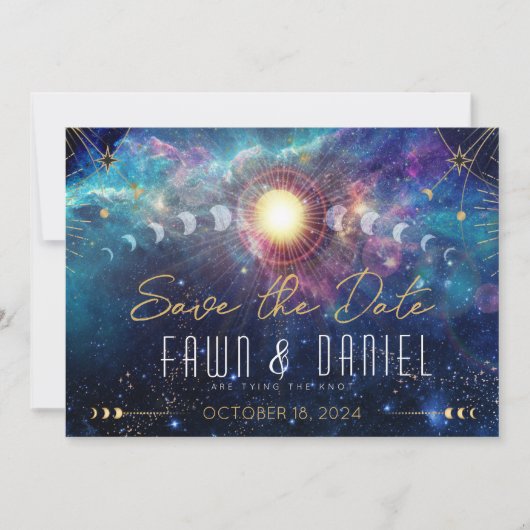 Celestial Moon Phase Save the Date (Voorkant)