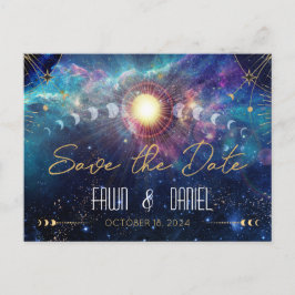 Celestial Moon Phase Save the Date Briefkaart