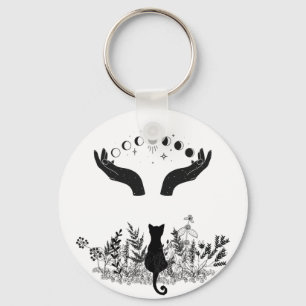 Celestial Moon Phases Cat Sleutelhanger