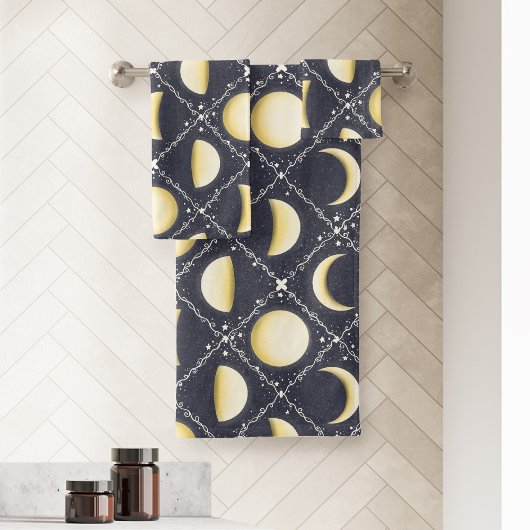 Celestial Moon Phases Pattern Bad Handdoek