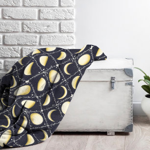 Celestial Moon Phases Pattern Fleece Deken