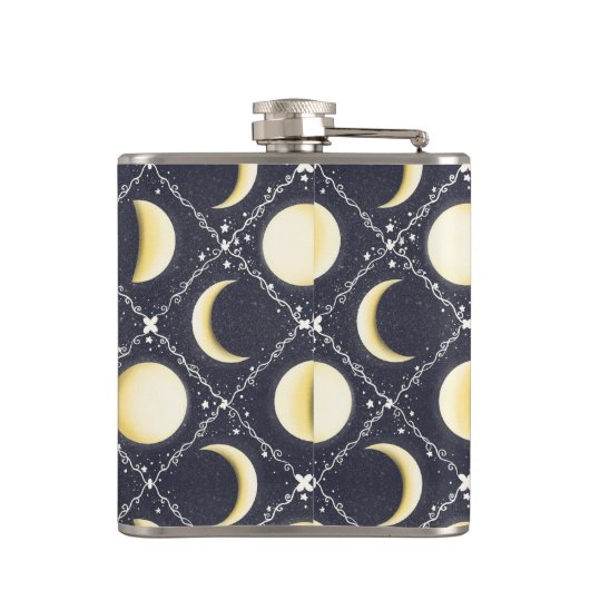 Celestial Moon Phases Pattern Heupfles (Achterkant)