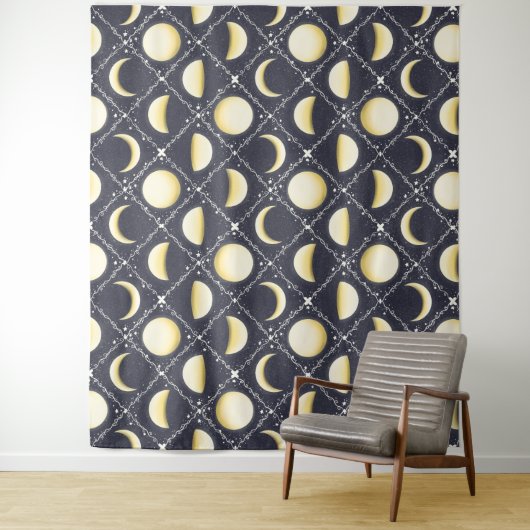 Celestial Moon Phases Pattern Wandkleed (In situ)