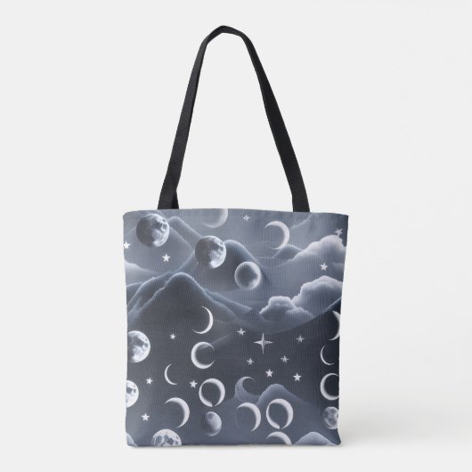 Celestial Moon Phases Soft Grey Luxury Aesthetic Draagtas (Achterkant)