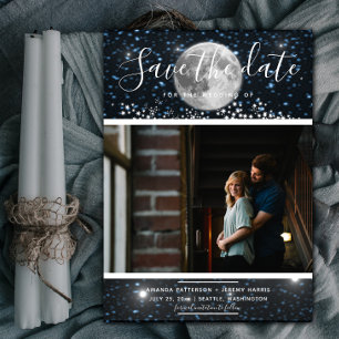 Celestial Moon Photo Save the Date Invite