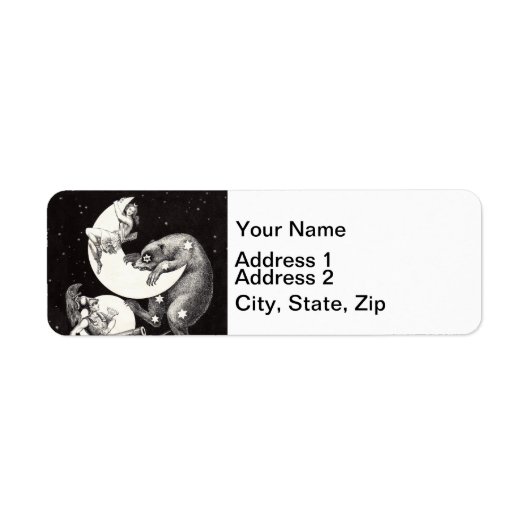 Celestial Moon Sky Universe God Night Illustration Etiket (Voorkant)