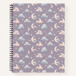 Celestial Moon Stars Clouds Watercolor Pastels Notitieboek