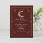 Celestial Moon Stars Dark Bridal Shower Kaart (Staand voorkant)
