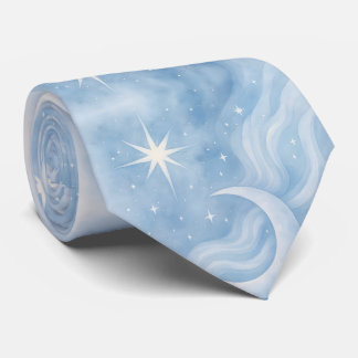 Celestial Moon Stars Dreamy Sky Pastel Waterverf Stropdas