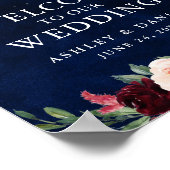 Celestial Moon Stars Floral Wedding Welkom Poster (Hoek)