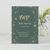 Celestial Moon Stars Frame Wedding RSVP   Kaart (Staand voorkant)