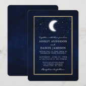 Celestial Moon Stars Gold Lijst Wedding Kaart (Voorkant / Achterkant)