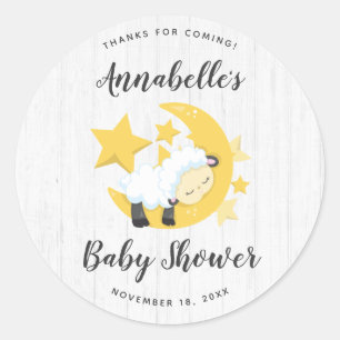 Celestial Moon Stars & Lamb Baby shower Hartelijk  Ronde Sticker