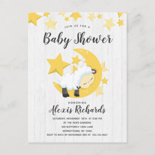 Celestial Moon Stars & Lamb Baby shower Invitation Uitnodiging Briefkaart