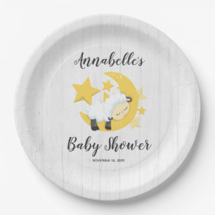 Celestial Moon Stars & Lamb Baby shower Papieren Bordje